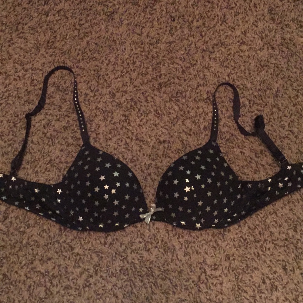 Black and Silver Star Push Up Bra